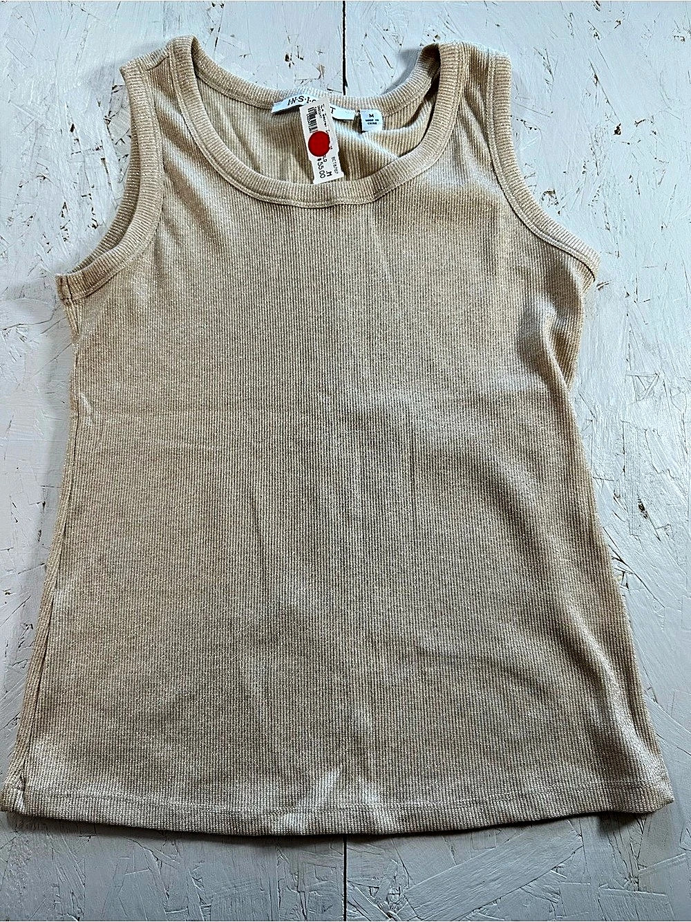 INSIGHT Lurex Ribbed Tank Top Beige Medium